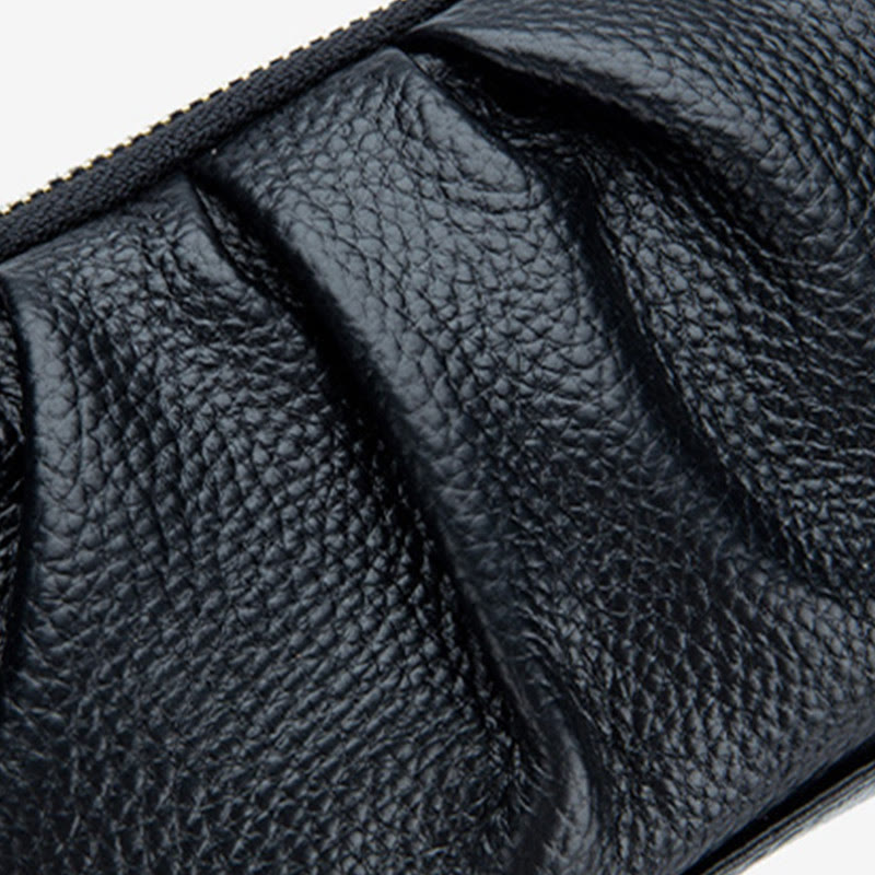 Clutch aus Rindsleder mit zwei Fächern, Handgelenktasche für Damen