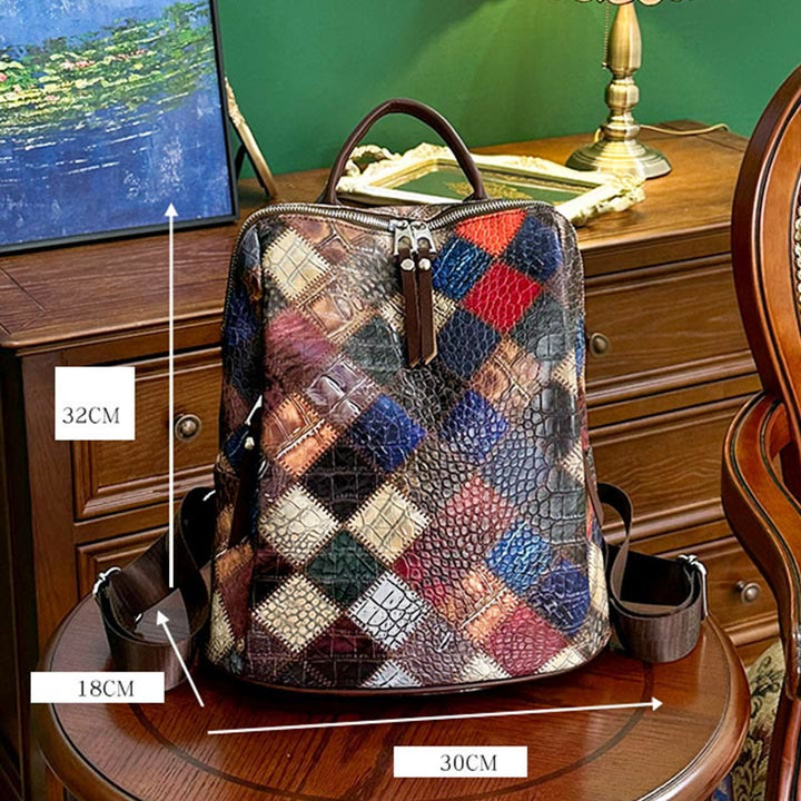Rucksack für Frauen, Farbe Mosaik, einfaches Gittermuster, Reisetasche