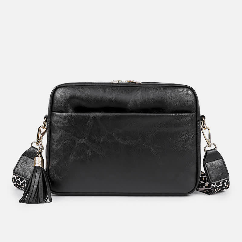 Umhängetasche für Damen, Retro-Tasche mit Quaste, PU-Leder