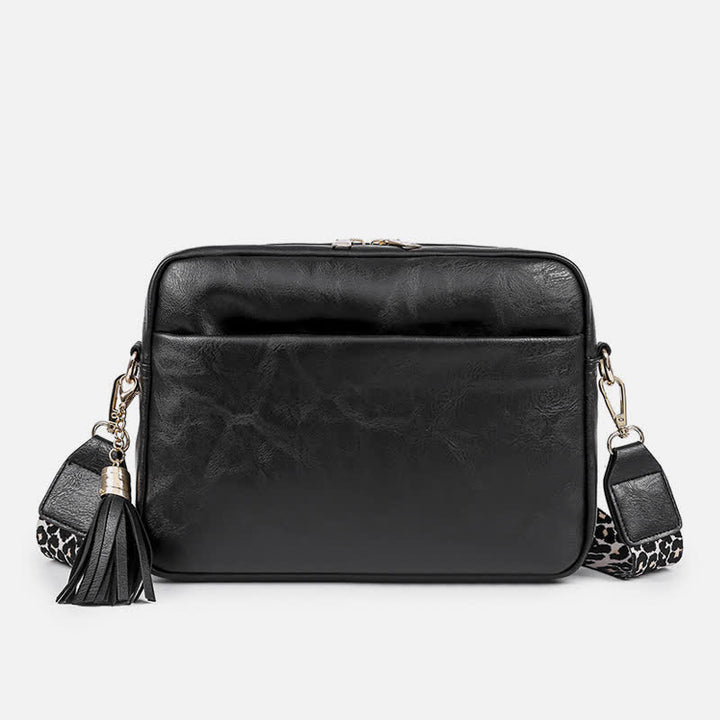 Umhängetasche für Damen, Retro-Tasche mit Quaste, PU-Leder