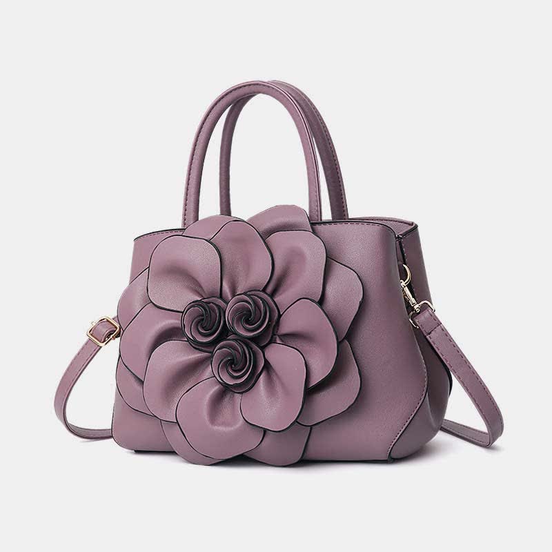Damen Floral Elegante Schultertasche Vegan Leder Handtasche Satchel Geldbörsen