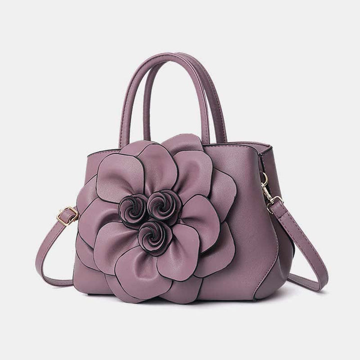 Damen Floral Elegante Schultertasche Vegan Leder Handtasche Satchel Geldbörsen