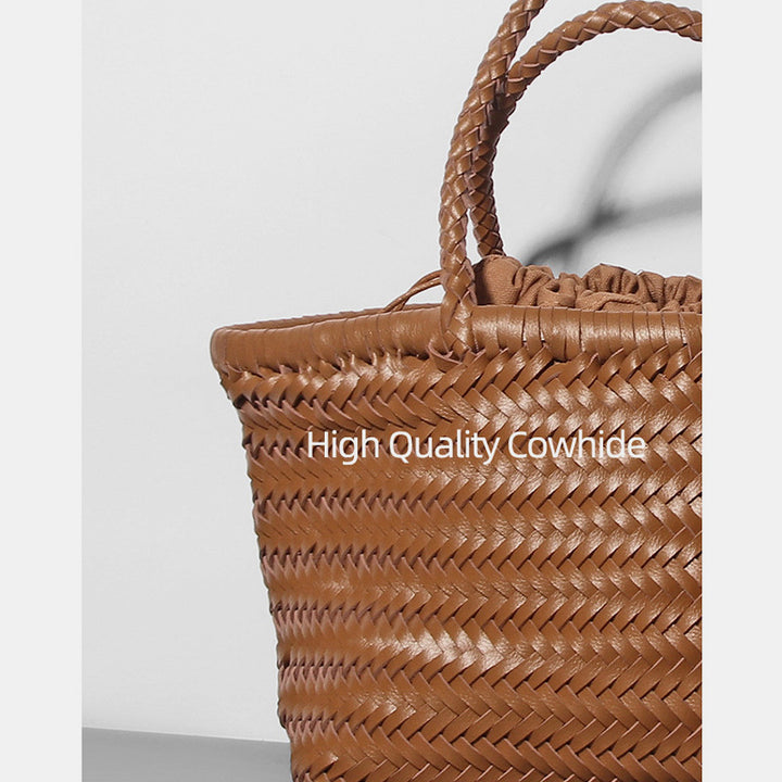 Damen Handtasche aus weichem PU-Leder, gewebt, handgefertigt, Sommer-Umhängetasche