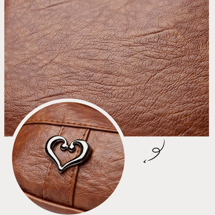 Herz Dekor Umhängetasche Retro Kunstleder Damen Schultertasche