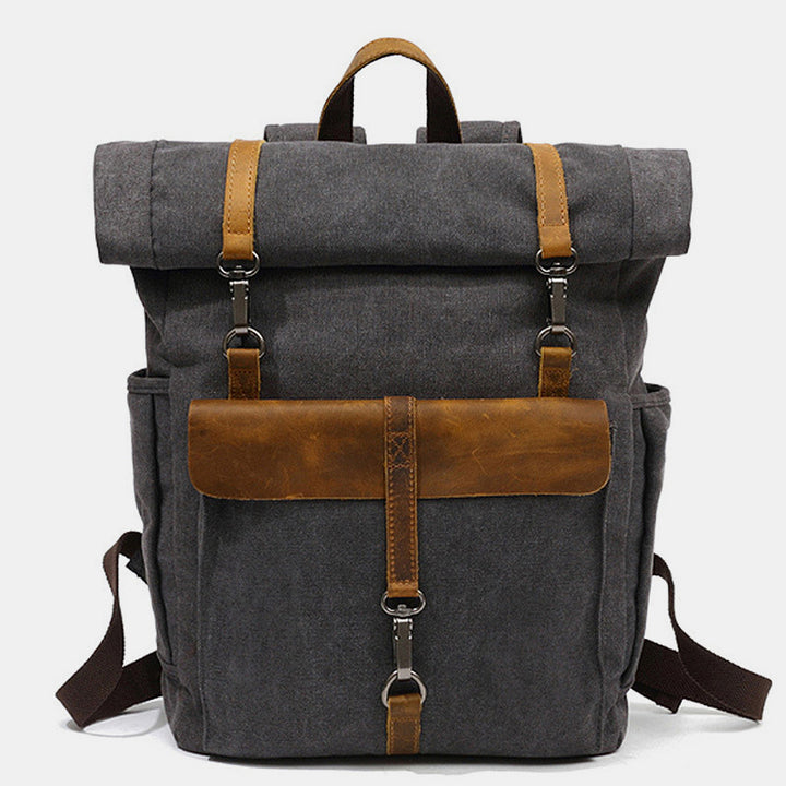 Unisex Canvas Leder Wandern Reise Rucksack Rucksack Schultasche Daypack