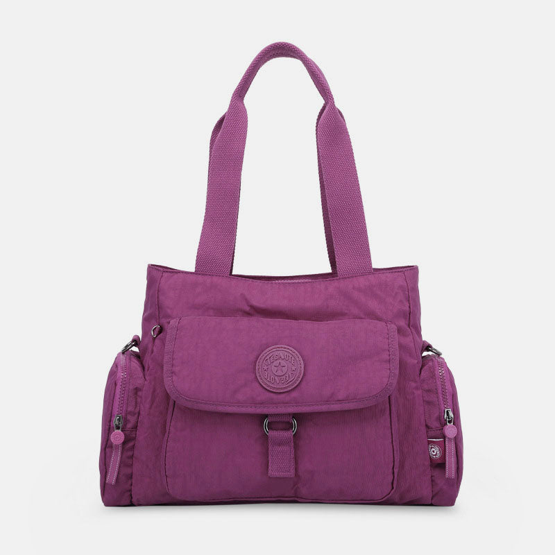 Damen Umhängetasche, leichte Schultertasche aus Nylon mit mehreren Taschen und Reißverschluss