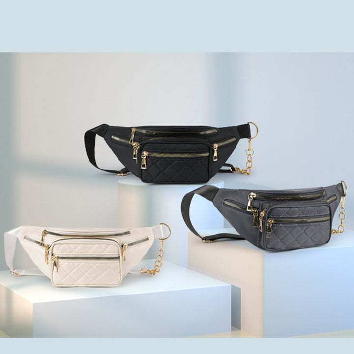 Leichte, funktionale Brust-Schultertasche für Damen mit Metallkettenriemen