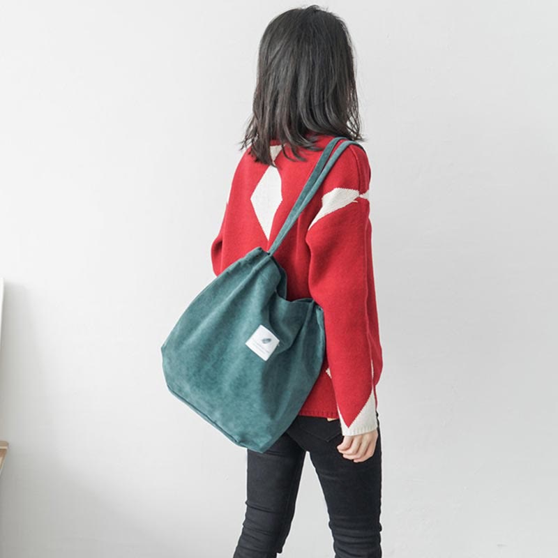 Tragetasche für Damen, großes Fassungsvermögen, Cord-Schultertasche