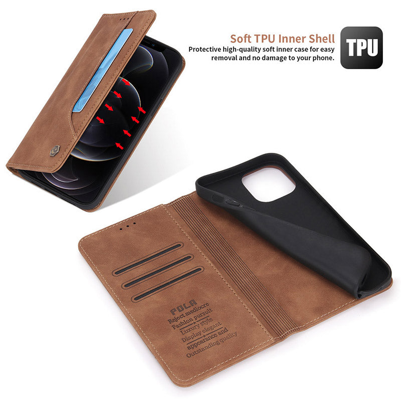 iPhone 13 Pro Max Leder Wallet Case Magnetische Hülle mit Ständer Kartenfach