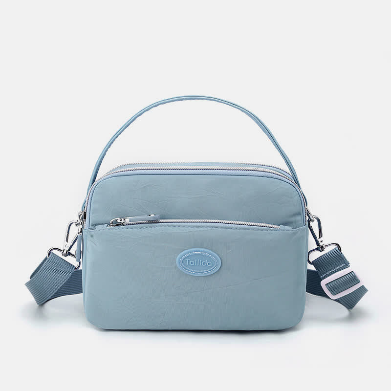 Umhängetasche für Damen, Schultertasche mit Dreifach-Reißverschluss, lässige Nylon-Geldbörse