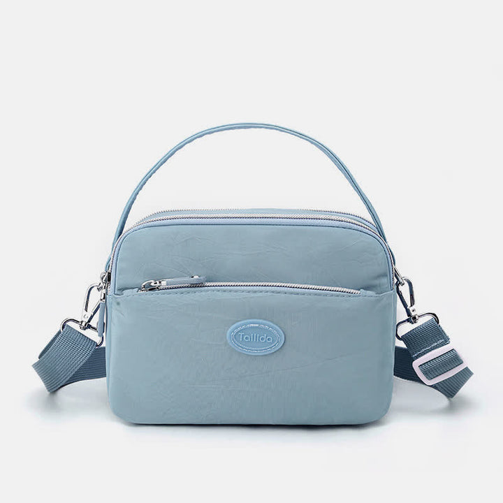 Umhängetasche für Damen, Schultertasche mit Dreifach-Reißverschluss, lässige Nylon-Geldbörse