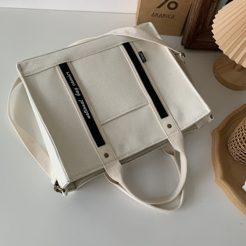 Laptop Tote Handtasche Canvas Schultertasche Aktentasche für Reisen Büro Schule