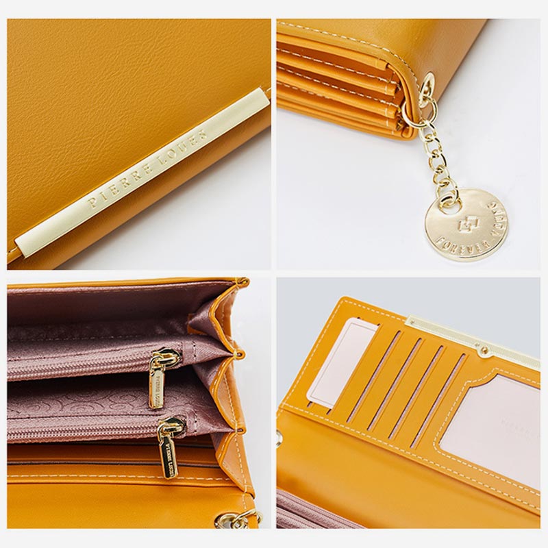 Kreditkartenetui, zweifach faltbare Clutch, große Kapazität, lange Geldbörse für Damen