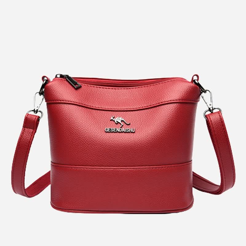 Leder-Beuteltasche für Damen, kleine Umhängetasche mit Crossbody-Gurt