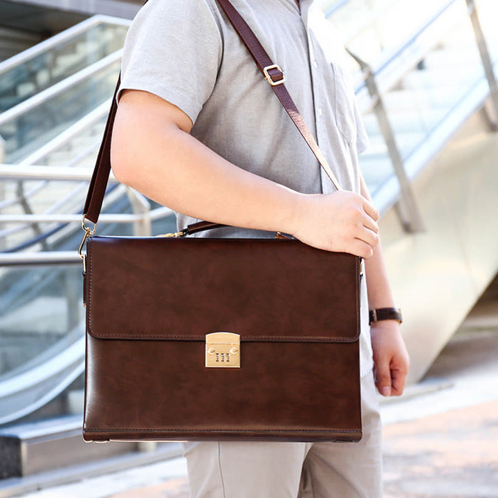 Messenger Bag für Herren, groß, Vintage, mit Schloss, Aktentasche