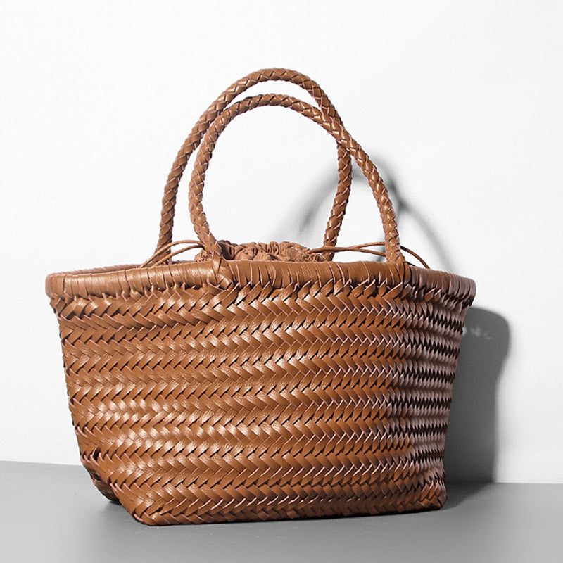 Damen Handtasche aus weichem PU-Leder, gewebt, handgefertigt, Sommer-Umhängetasche