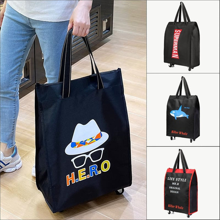 Rolling Handtasche Damen Supermarkt Shopping tragbare Reise Tote mit Rädern