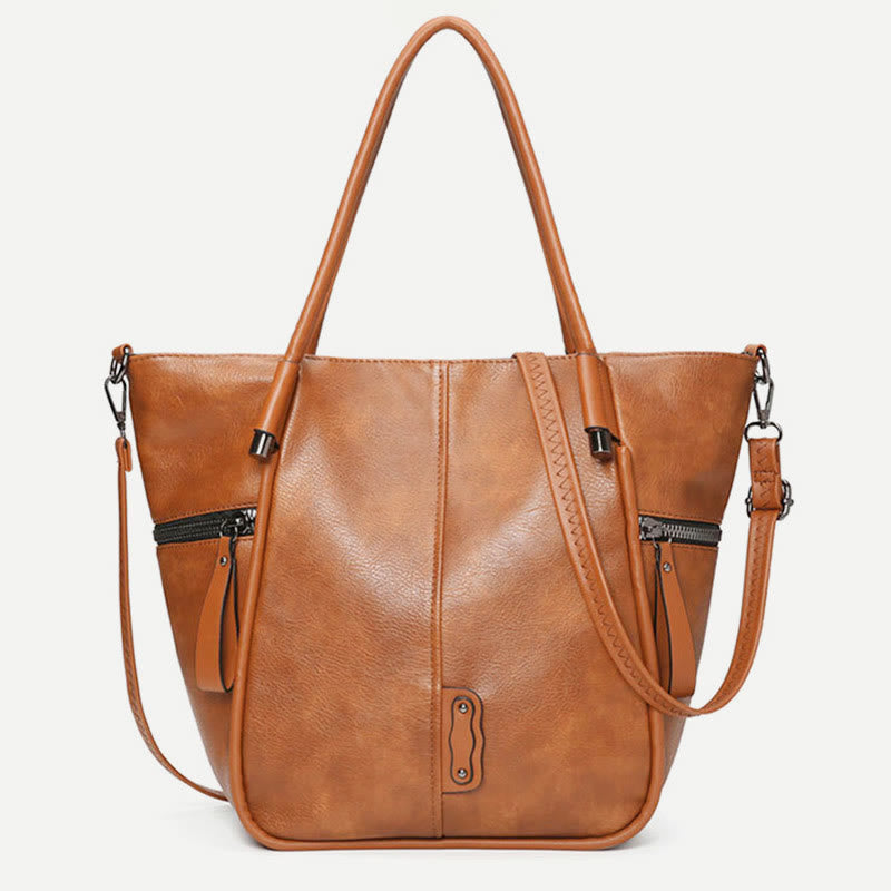 Tragetasche für Damen, Vintage, große Kapazität, Handtasche aus PU-Leder