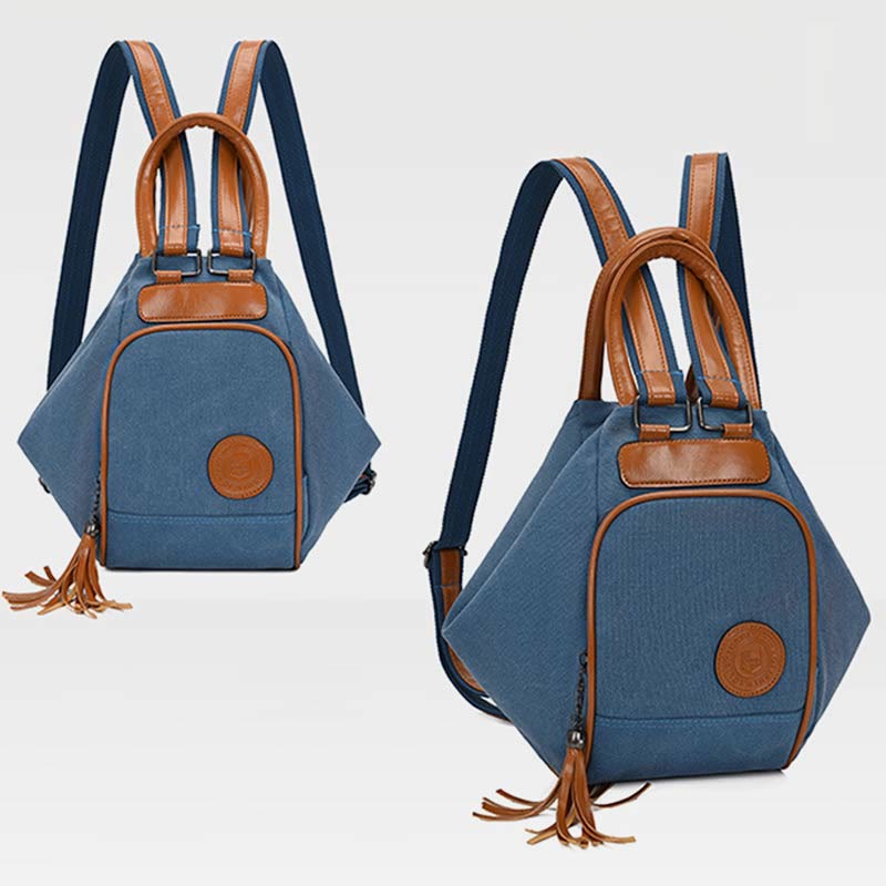Multifunktionaler Damen-Rucksack mit Quastendekor, tragendem Canvas, Reise-Tagesrucksack