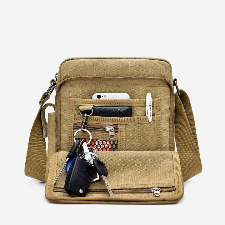 Vintage Canvas Mini Crossbody Umhängetasche Männer kleine Geldbörsen mit Multi-Slot