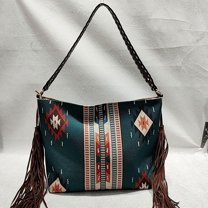 Damen-Einkaufstasche, modisch, böhmische Quaste, Umhängetasche, Vintage-Boho-Handtaschen