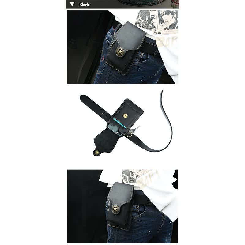 Echtes Leder Telefon Holster für Männer EDC Telefon Gürtel Pack Tasche