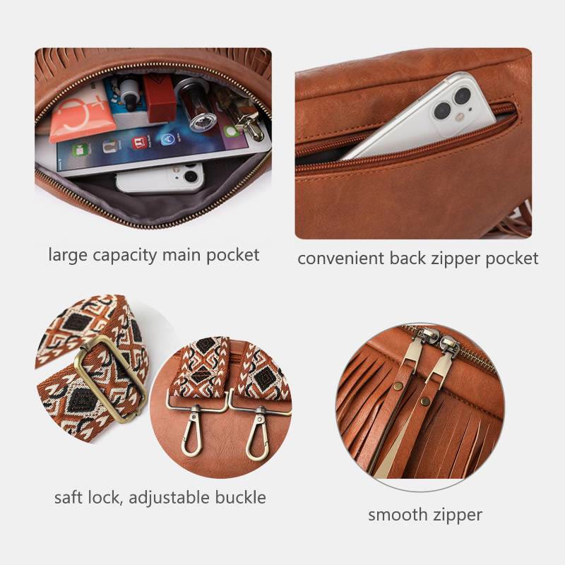 Kunstleder Quaste Gürteltasche Brusttasche für Damen