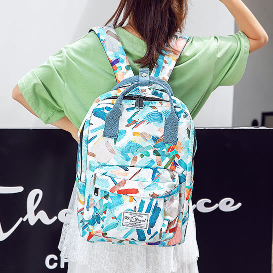 Mehrfarbig bedruckter Laptop-Rucksack, 15,6 Zoll, College-Schule, Büchertasche, Reise-Tagesrucksack