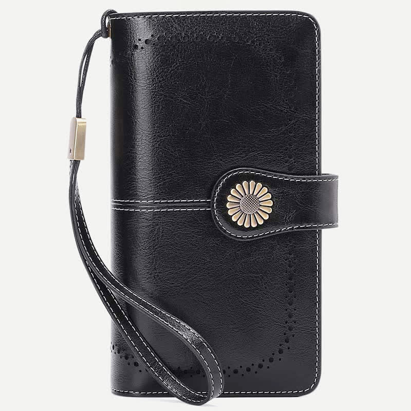Damen RFID-blockierende Ledergeldbörse mit mehreren Steckplätzen, Kreditkartenetui, Clutch