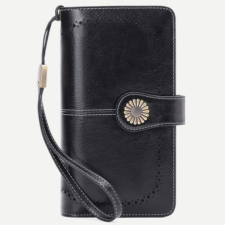 Damen RFID-blockierende Ledergeldbörse mit mehreren Steckplätzen, Kreditkartenetui, Clutch
