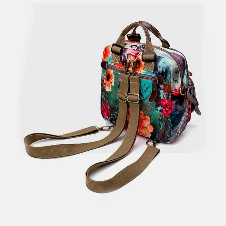 Multifunktionaler wasserdichter Rucksack mit Blumendruck, Wickeltasche mit Blumenmuster, Umhängetasche 