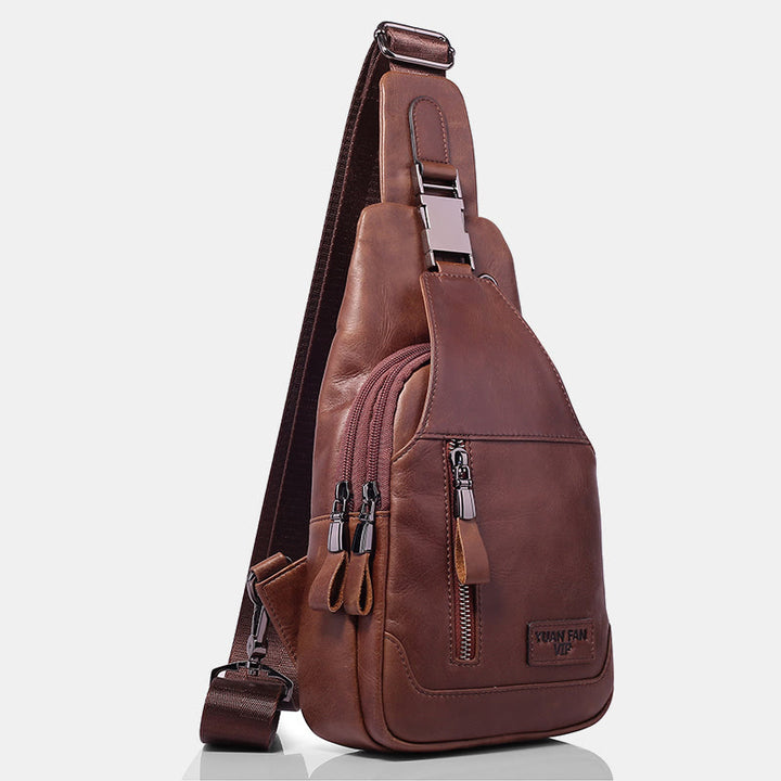 Multifunktions-Schultertasche aus echtem Leder im Vintage-Stil