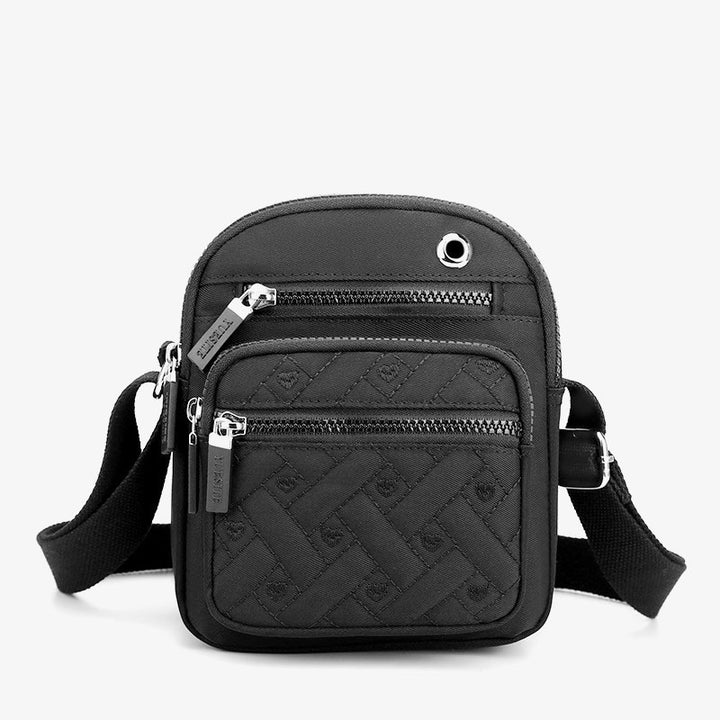 Lässige Umhängetasche aus Nylon mit mehreren Taschen und Loch für Kopfhörer