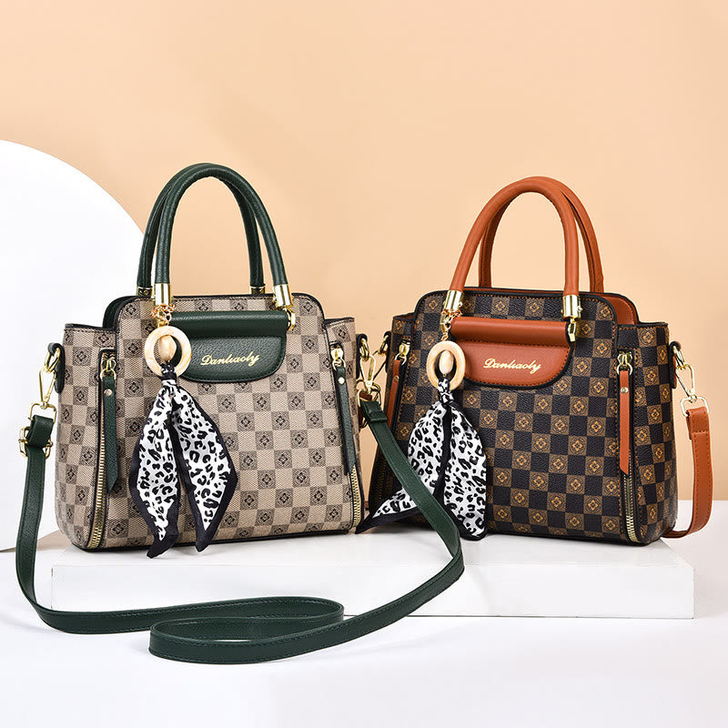 Britische Handtasche Damen Mini Seidenschal Dekor Elegante Umhängetasche