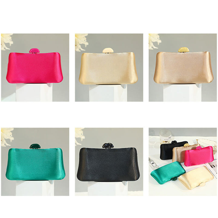 Abendtasche für Damen, schlichte, quadratische Clutch mit einfarbigem Verschluss