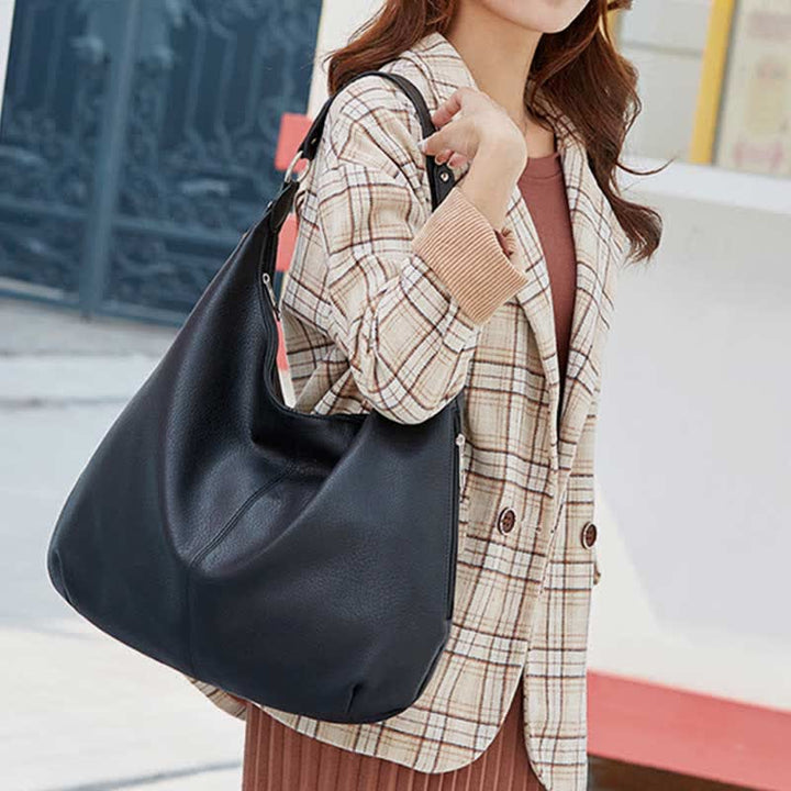 Große Hobo-Tasche aus weichem Leder, Handtasche, Tragetasche für den Alltag für Damen