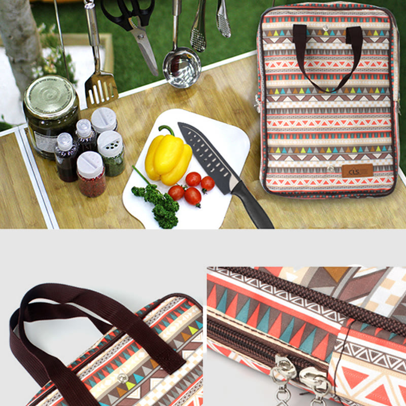 Aufbewahrungstasche für Outdoor-Camping-Grill, Edelstahl-Kochgeschirr-Tasche