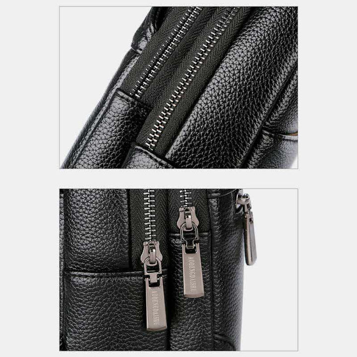 Sling-Brusttasche aus Leder mit mehreren Taschen für Männer mit USB-Ladeanschluss