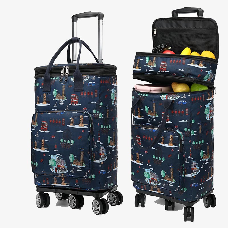 Teleskopstange Rolling Tote Bag Falten Wärme Erhaltung Einkaufswagen