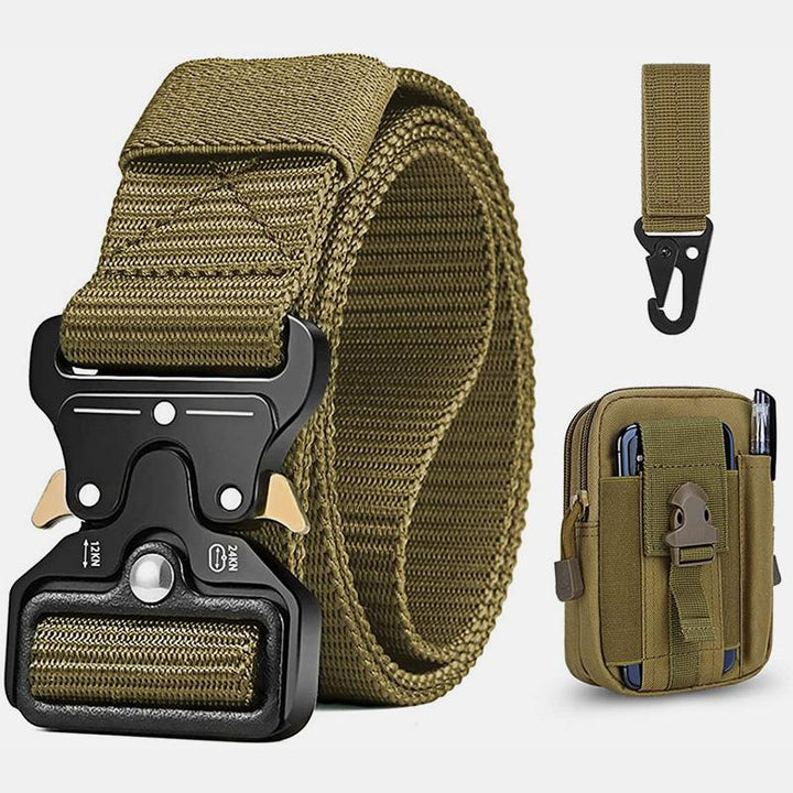 Taktischer Gürtel für Herren, Militärgürtel aus Nylongewebe mit Tasche und Haken