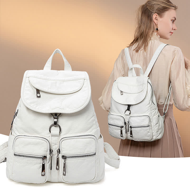 Weicher Leder-Reiserucksack, kleiner, wasserdichter, lässiger Tagesrucksack für Damen