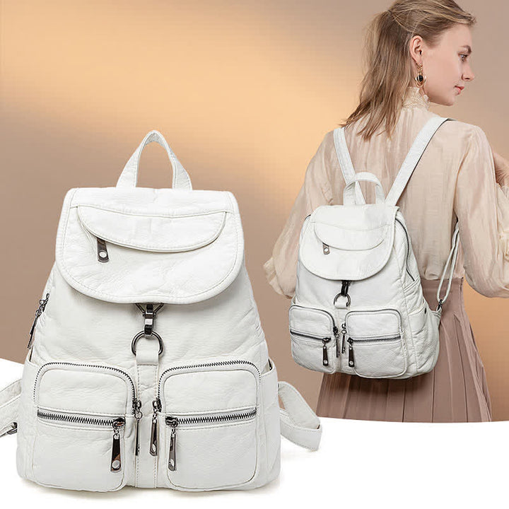 Weicher Leder-Reiserucksack, kleiner, wasserdichter, lässiger Tagesrucksack für Damen