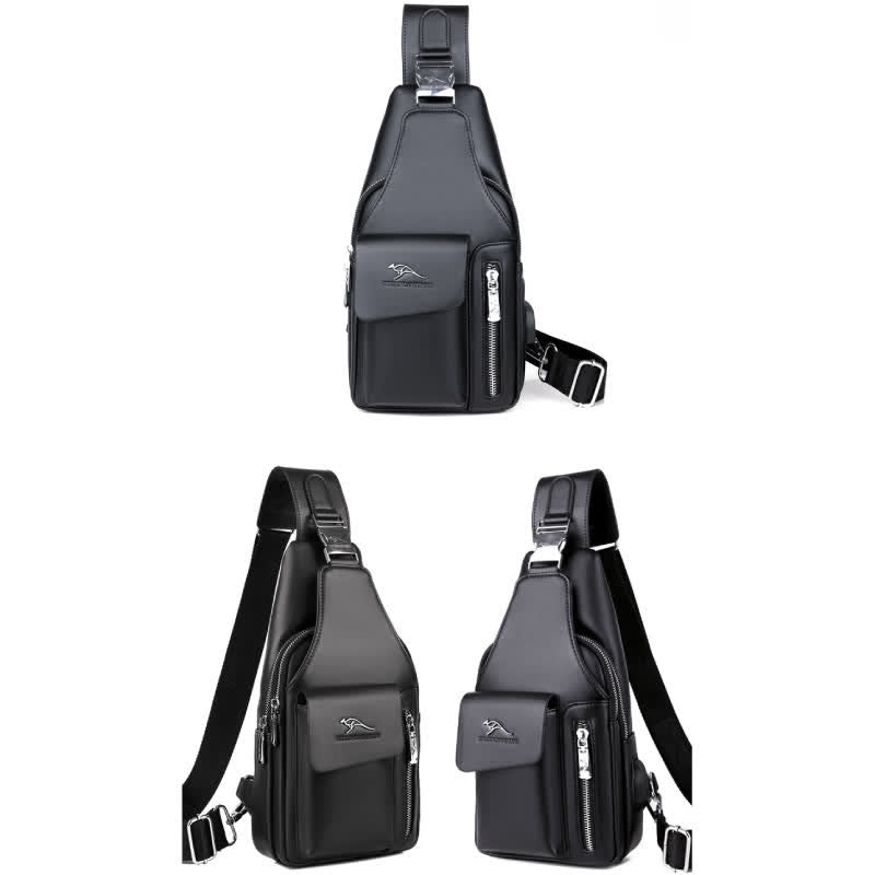Tragefreundliche Schultertasche mit mehreren Fächern und USB-Ladeanschluss