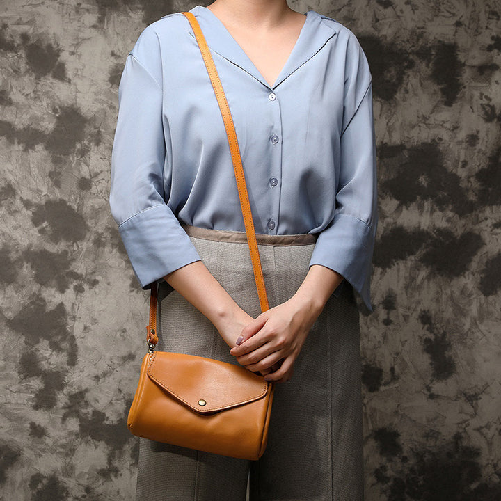 Retro Echtleder Handgemachte Umhängetasche Multi-Slot Schultertasche