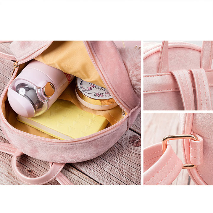 Mini-Rucksack mit aufgesticktem Katzenmuster