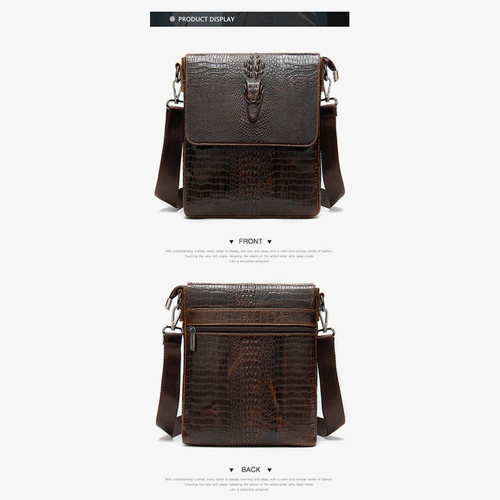 Clamshell Messenger Bag Herren Unifarben Krokodildruck Business Geldbörse
