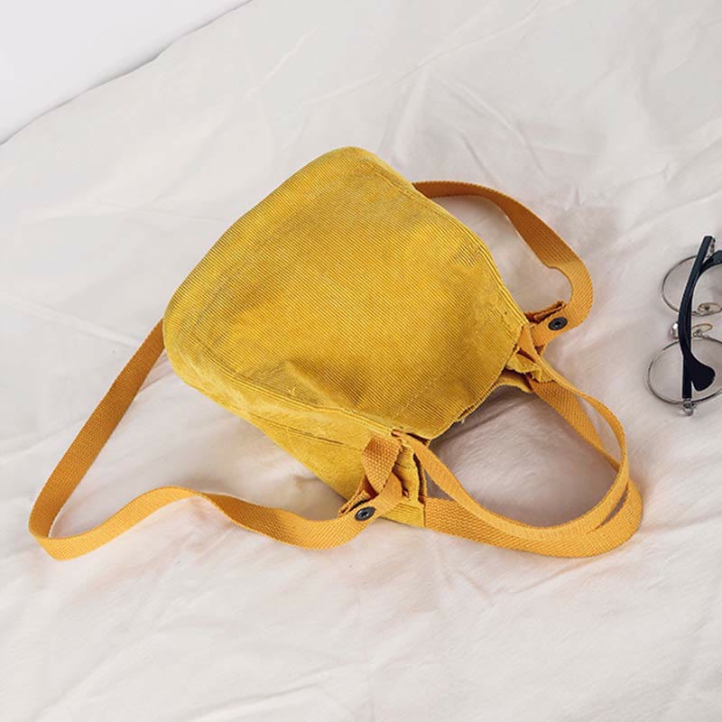Top-Griff-Tasche für Frauen im Retro-Stil, literarische Cord-Canvas-Handtasche