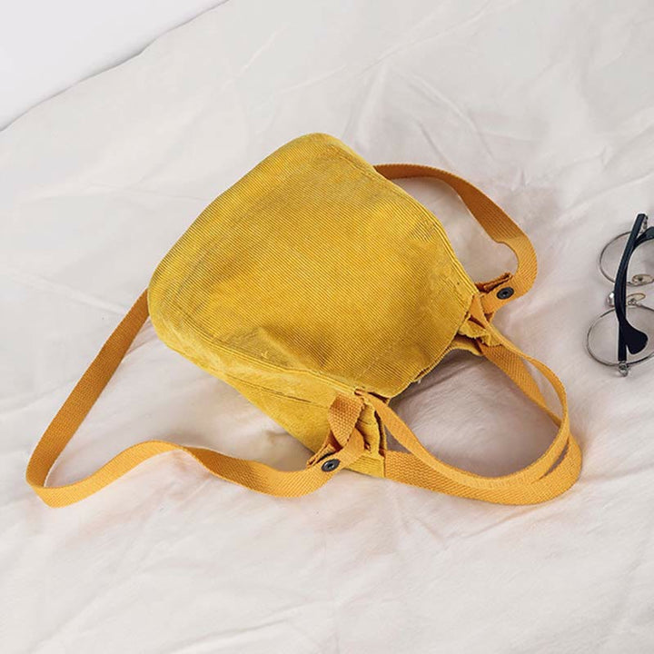 Top-Griff-Tasche für Frauen im Retro-Stil, literarische Cord-Canvas-Handtasche