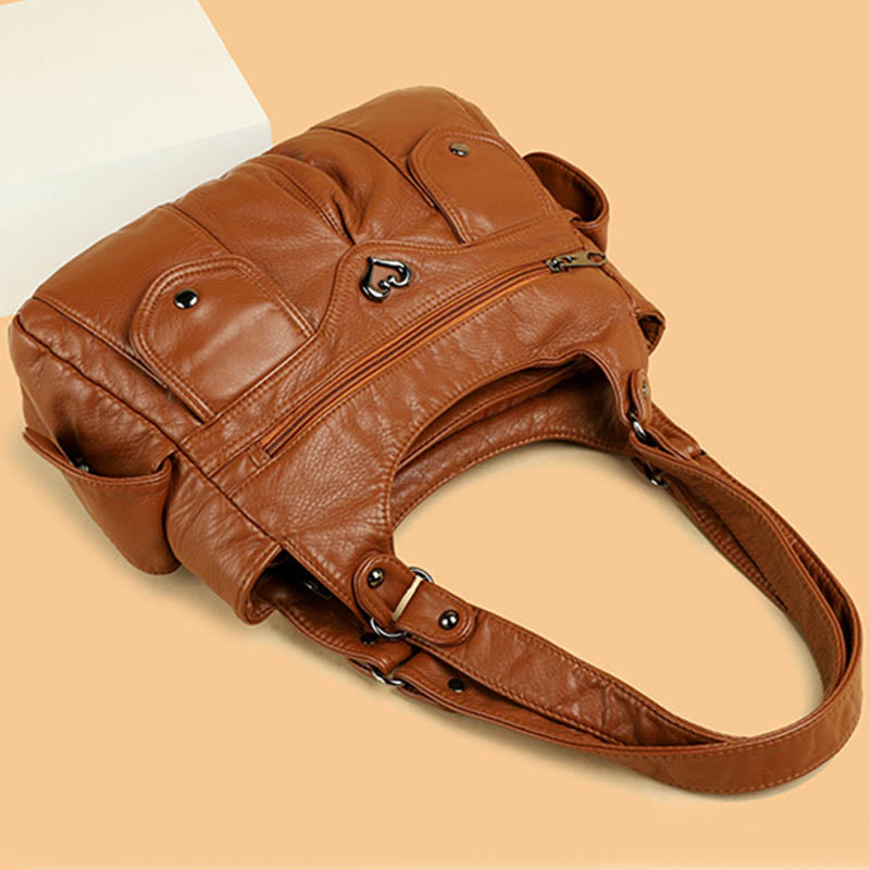 Klassische Tragetasche fürs Büro, leichte Schultertasche aus weichem Leder