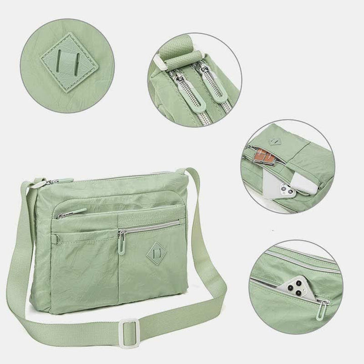 Umhängetasche mit Doppelreißverschlussfach für Damen, leichte Schultertasche mit mehreren Taschen